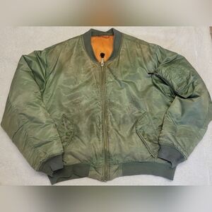 Vintage Alpha MA-1 Reversible Bomber Jacket XL Green/Orange USA  Flight Military